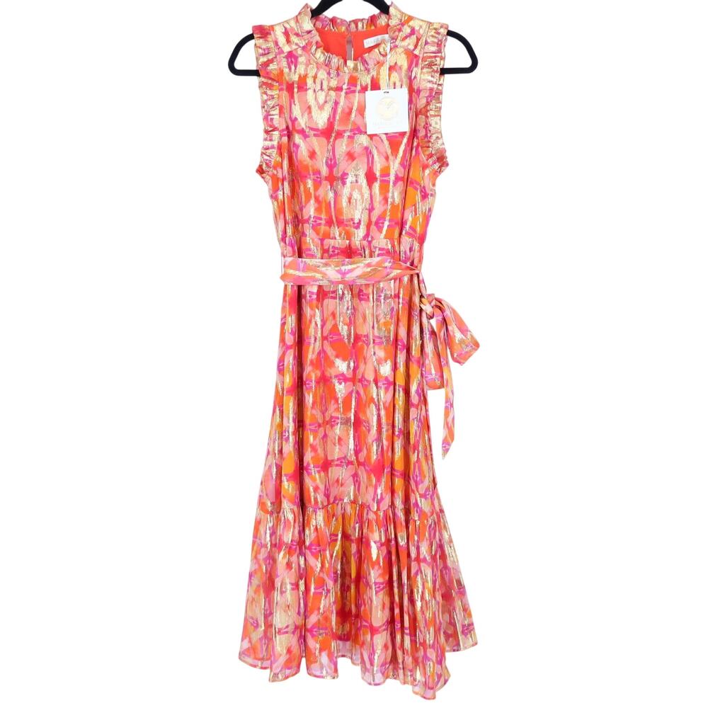 MARIE OLIVER Alice Maxi Dress NWT Guava Pink Metallic Sleeveless Women's M
